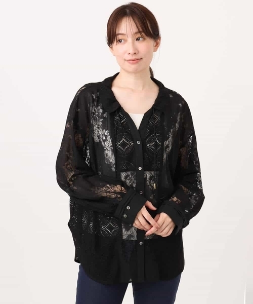 MK MICHEL KLEIN（エムケーミッシェルクラン）の「[洗える]シアーレースシャツブラウス（シャツ/ブラウス・レディース・ホワイト/ブラック・38）」の14枚目の写真