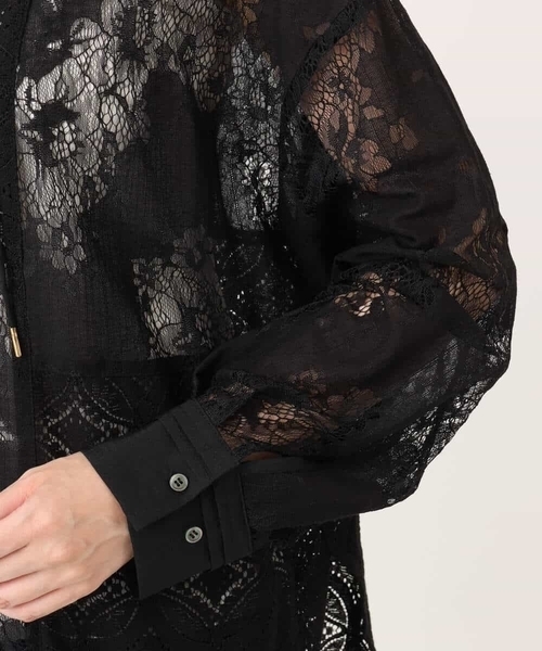 MK MICHEL KLEIN（エムケーミッシェルクラン）の「[洗える]シアーレースシャツブラウス（シャツ/ブラウス・レディース・ホワイト/ブラック・38）」の18枚目の写真