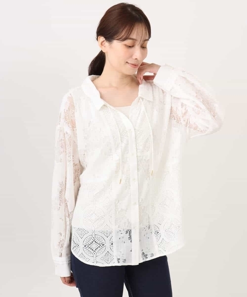 MK MICHEL KLEIN（エムケーミッシェルクラン）の「[洗える]シアーレースシャツブラウス（シャツ/ブラウス・レディース・ホワイト/ブラック・38）」の21枚目の写真