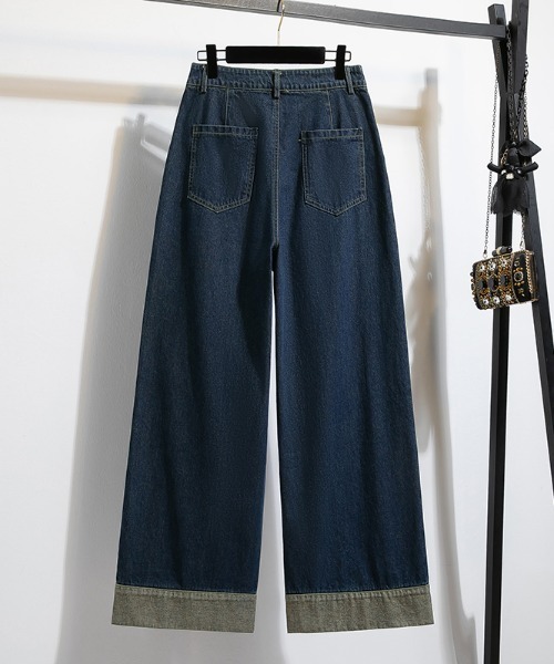 AMAJI(アマジ)の「ロールアップ ワイド デニムパンツ(デニムパンツ・レディース・ライトブルー/ネイビー・LARGE/X-LARGE)」の2枚目の写真