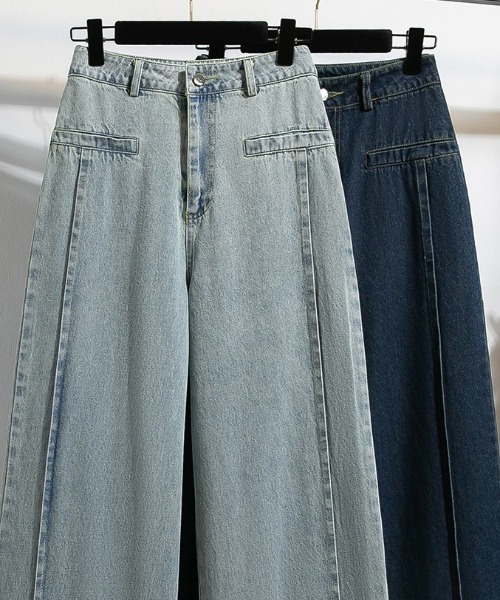 AMAJI(アマジ)の「ロールアップ ワイド デニムパンツ(デニムパンツ・レディース・ライトブルー/ネイビー・LARGE/X-LARGE)」の4枚目の写真