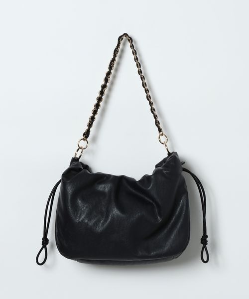 JEANASIS(ジーナシス)の「チェーンドロストギャザーBAG/1080937(ショルダーバッグ・レディース・ブラック系その他/ブラック・FREE)」の3枚目の写真