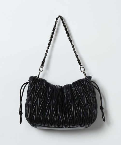 JEANASIS(ジーナシス)の「チェーンドロストギャザーBAG/1080937(ショルダーバッグ・レディース・ブラック系その他/ブラック・FREE)」の5枚目の写真