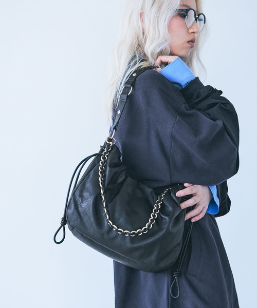 JEANASIS（ジーナシス）の「チェーンドロストギャザーBAG/1080937（ショルダーバッグ・レディース・ブラック系その他/ブラック・FREE）」の20枚目の写真