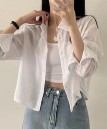 シアーショート丈シャツ