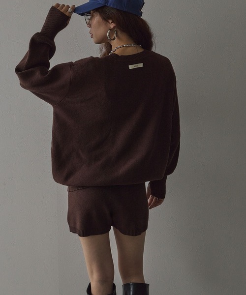 bohmal(ボマール)の「【セット商品】 プルオーバーニット ショートパンツ 2点セット セットアップ(ニット/セーター・レディース・ブラック/ブラウン/アイボリー/チャコールグレー・FREE)」の4枚目の写真