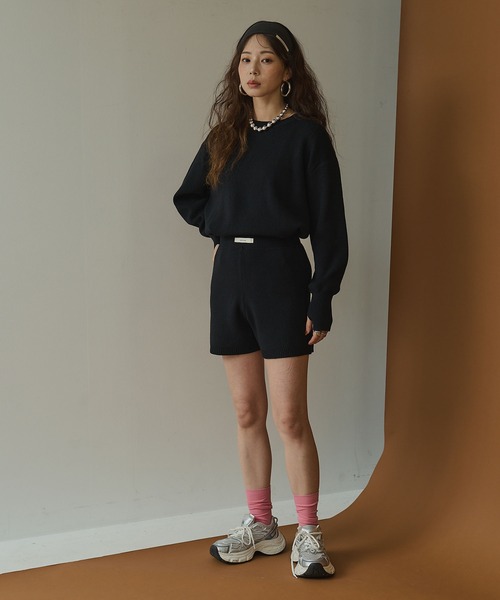 bohmal(ボマール)の「【セット商品】 プルオーバーニット ショートパンツ 2点セット セットアップ(ニット/セーター・レディース・ブラック/ブラウン/アイボリー/チャコールグレー・FREE)」の5枚目の写真