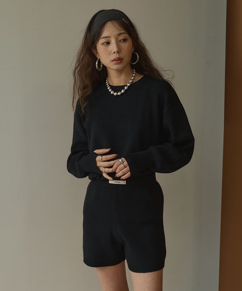 bohmal(ボマール)の「【セット商品】 プルオーバーニット ショートパンツ 2点セット セットアップ(ニット/セーター・レディース・ブラック/ブラウン/アイボリー/チャコールグレー・FREE)」の6枚目の写真