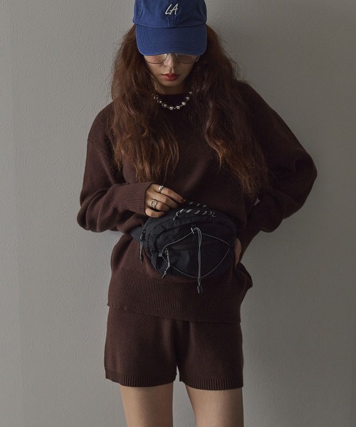 bohmal(ボマール)の「【セット商品】 プルオーバーニット ショートパンツ 2点セット セットアップ(ニット/セーター・レディース・ブラック/ブラウン/アイボリー/チャコールグレー・FREE)」の21枚目の写真