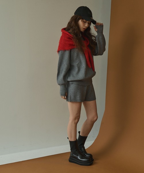 bohmal(ボマール)の「【セット商品】 プルオーバーニット ショートパンツ 2点セット セットアップ(ニット/セーター・レディース・ブラック/ブラウン/アイボリー/チャコールグレー・FREE)」の16枚目の写真