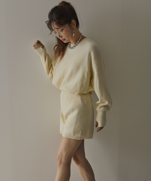 bohmal(ボマール)の「【セット商品】 プルオーバーニット ショートパンツ 2点セット セットアップ(ニット/セーター・レディース・ブラック/ブラウン/アイボリー/チャコールグレー・FREE)」の10枚目の写真