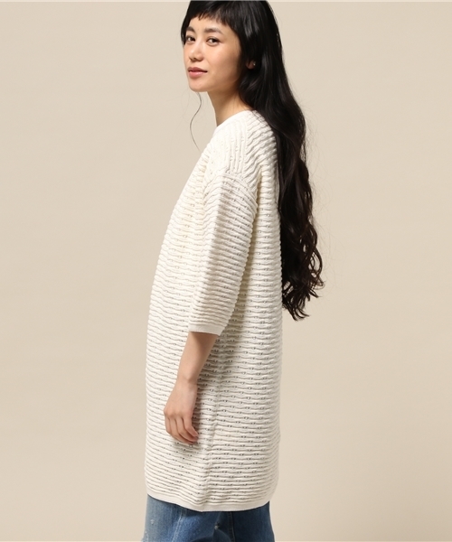 Spick & Span(スピックアンドスパン)の「7GGスカシガラ カーディガン◆(カーディガン/ボレロ・レディース・ホワイト/キャメル・FREE)」の5枚目の写真