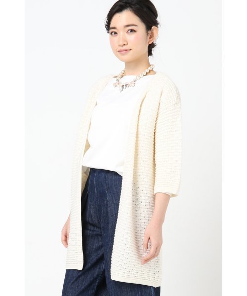 Spick & Span(スピックアンドスパン)の「7GGスカシガラ カーディガン◆(カーディガン/ボレロ・レディース・ホワイト/キャメル・FREE)」の15枚目の写真