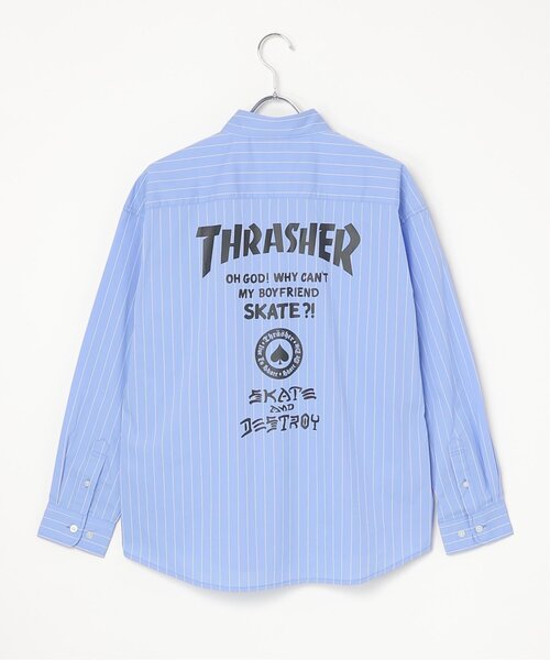 VENCEEXCHANGE(ヴァンスエクスチェンジ)の「THRASHER スラッシャー ストライプシャツ(シャツ/ブラウス・メンズ・グレー/サックスブルー/ブラック・M/L/LL)」の3枚目の写真