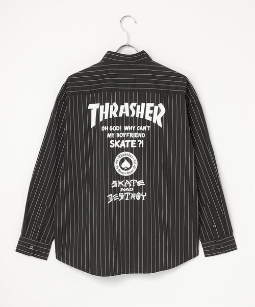 VENCEEXCHANGE(ヴァンスエクスチェンジ)の「THRASHER スラッシャー ストライプシャツ(シャツ/ブラウス・メンズ・グレー/サックスブルー/ブラック・M/L/LL)」の2枚目の写真