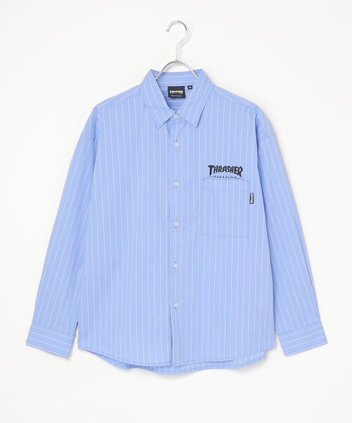 VENCEEXCHANGE(ヴァンスエクスチェンジ)の「THRASHER スラッシャー ストライプシャツ(シャツ/ブラウス・メンズ・グレー/サックスブルー/ブラック・M/L/LL)」の5枚目の写真