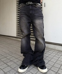 【Chikashitsu +】signature flare denim pants / 【チカシツプラス】シグネチャーフレアデニムパンツ