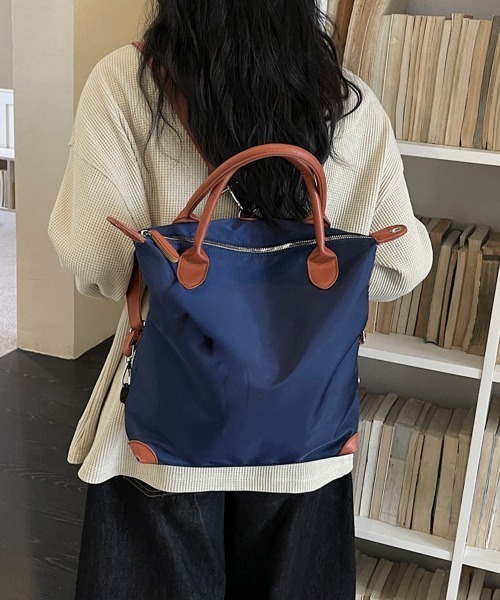 Miniministore(ミニミニストア)の「マルチトートバッグ大容量ナイロンリュック(バックパック/リュック・レディース・チャコールグレー/ネイビー/ブルー/ワインレッド/ベージュ/ブラック・FREE)」の5枚目の写真