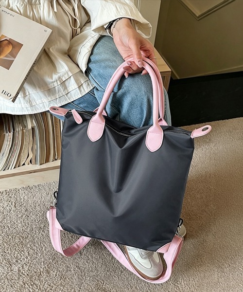Miniministore(ミニミニストア)の「マルチトートバッグ大容量ナイロンリュック(バックパック/リュック・レディース・チャコールグレー/ネイビー/ブルー/ワインレッド/ベージュ/ブラック・FREE)」の3枚目の写真