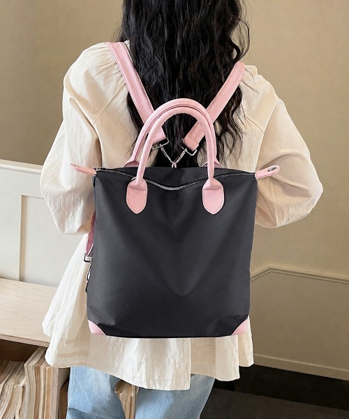 Miniministore(ミニミニストア)の「マルチトートバッグ大容量ナイロンリュック(バックパック/リュック・レディース・チャコールグレー/ネイビー/ブルー/ワインレッド/ベージュ/ブラック・FREE)」の9枚目の写真