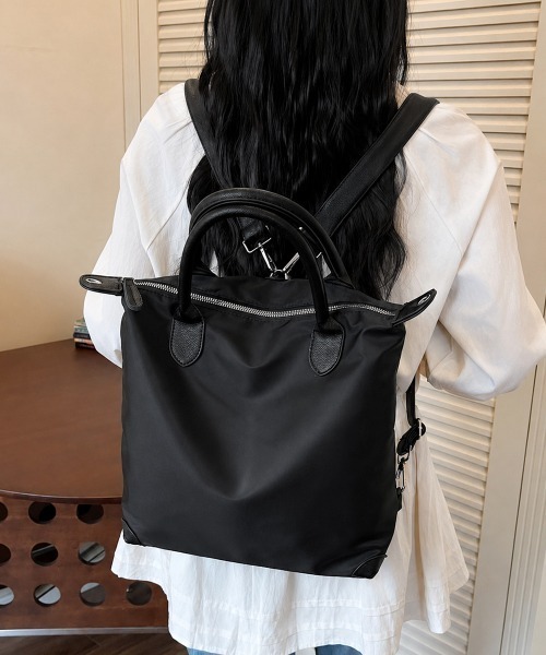 Miniministore(ミニミニストア)の「マルチトートバッグ大容量ナイロンリュック(バックパック/リュック・レディース・チャコールグレー/ネイビー/ブルー/ワインレッド/ベージュ/ブラック・FREE)」の11枚目の写真