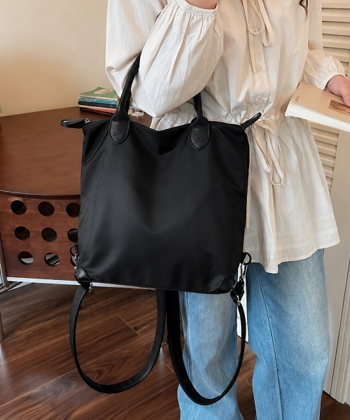 Miniministore(ミニミニストア)の「マルチトートバッグ大容量ナイロンリュック(バックパック/リュック・レディース・チャコールグレー/ネイビー/ブルー/ワインレッド/ベージュ/ブラック・FREE)」の12枚目の写真