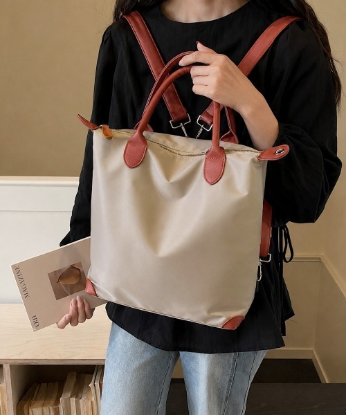 Miniministore(ミニミニストア)の「マルチトートバッグ大容量ナイロンリュック(バックパック/リュック・レディース・チャコールグレー/ネイビー/ブルー/ワインレッド/ベージュ/ブラック・FREE)」の13枚目の写真