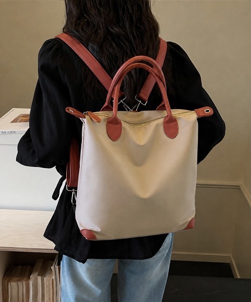 Miniministore(ミニミニストア)の「マルチトートバッグ大容量ナイロンリュック(バックパック/リュック・レディース・チャコールグレー/ネイビー/ブルー/ワインレッド/ベージュ/ブラック・FREE)」の14枚目の写真