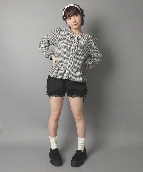 SPINNS(スピンズ)の「ツイルバルーンショートパンツ/リボン/NEO森ガール(その他パンツ・レディース・ベージュ/カーキ/ブラック・ONESIZE)」の14枚目の写真