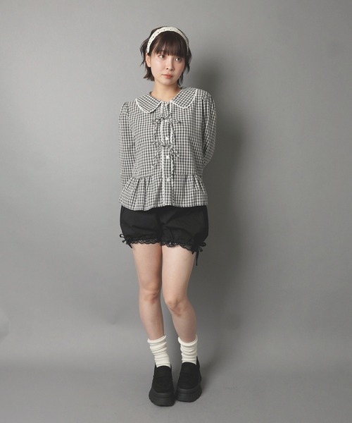 SPINNS(スピンズ)の「ツイルバルーンショートパンツ/リボン/NEO森ガール(その他パンツ・レディース・ベージュ/カーキ/ブラック・ONESIZE)」の13枚目の写真