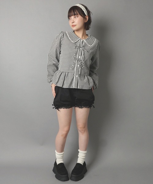 SPINNS(スピンズ)の「ツイルバルーンショートパンツ/リボン/NEO森ガール(その他パンツ・レディース・ベージュ/カーキ/ブラック・ONESIZE)」の12枚目の写真