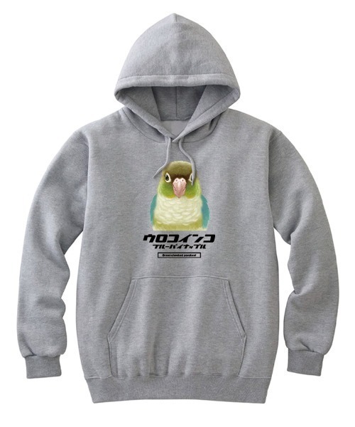 Moftique(モフティック)の「Moftique(モフティック) プルパーカー スウェット 裏毛 ウロコインコ ブルーパイナップル 鳥 アニマル プリント トップス レディース ユニセックス(パーカー・レディース・ブラック/ヘザーグレー/ホワイト・S/XS)」の3枚目の写真
