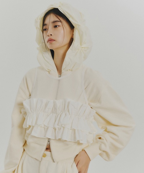 NON TOKYO(ノントーキョー)の「FRILL MESH SHORT TANK-TOP(タンクトップ・レディース・ピンク/ブルー/ホワイト・FREE)」の1枚目の写真
