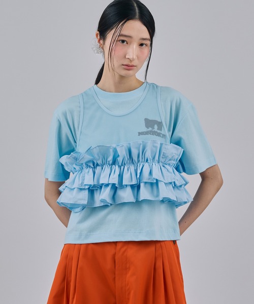 NON TOKYO(ノントーキョー)の「FRILL MESH SHORT TANK-TOP(タンクトップ・レディース・ピンク/ブルー/ホワイト・FREE)」の2枚目の写真