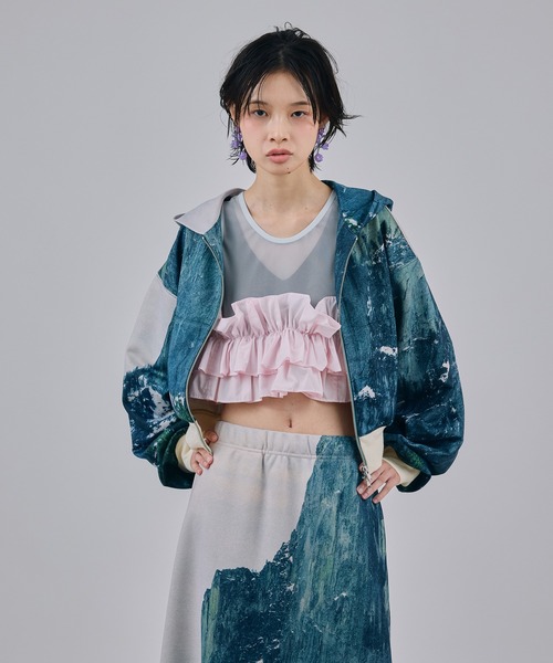 NON TOKYO(ノントーキョー)の「FRILL MESH SHORT TANK-TOP(タンクトップ・レディース・ピンク/ブルー/ホワイト・FREE)」の7枚目の写真