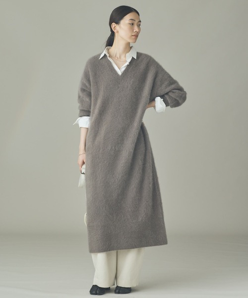 Curensology(カレンソロジー)の「Curensology(カレンソロジー)/FOXカシミヤニットワンピース(ワンピース・レディース・ブラウン系その他/ブラック/オフホワイト・FREE)」の3枚目の写真