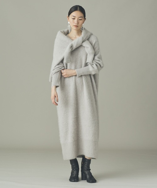 Curensology(カレンソロジー)の「Curensology(カレンソロジー)/FOXカシミヤニットワンピース(ワンピース・レディース・ブラウン系その他/ブラック/オフホワイト・FREE)」の1枚目の写真