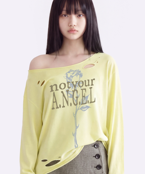 GRAVER（グレーバー）の「[ウーマン]NOT YOUR ROSE デミジ ワンショルダー ロングスリーブ_2カラー（Tシャツ/カットソー・レディース・イエロー/チャコール・FREE）」の7枚目の写真