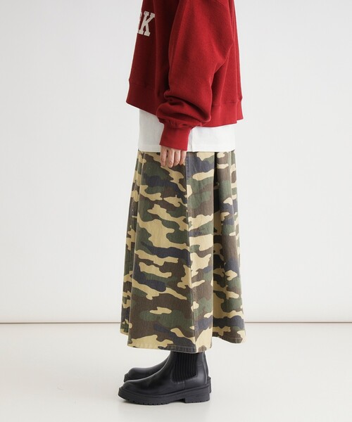 HONEYSUCKLE ROSE（ハニーサックルローズ）の「フレアスカート／迷彩無地（スカート・レディース・カーキ系/ブラック・05/04）」の9枚目の写真