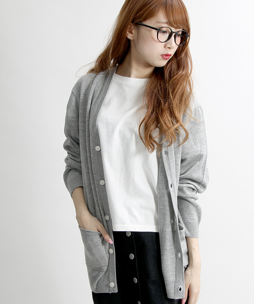 WEGO（ウィゴー）の「WEGO/ニットカーディガン（カーディガン/ボレロ・メンズ・ネイビー/杢グレー/レッド/ベージュ・MEDIUM/LARGE）」の12枚目の写真