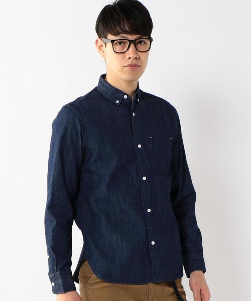 coen（コーエン）の「デニムボタンダウンシャツ（シャツ/ブラウス・メンズ・ネイビー/ライトブルー・X-LARGE/LARGE/MEDIUM/SMALL/X-SMALL）」の3枚目の写真