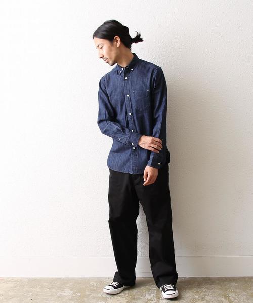 coen（コーエン）の「デニムボタンダウンシャツ（シャツ/ブラウス・メンズ・ネイビー/ライトブルー・X-LARGE/LARGE/MEDIUM/SMALL/X-SMALL）」の4枚目の写真