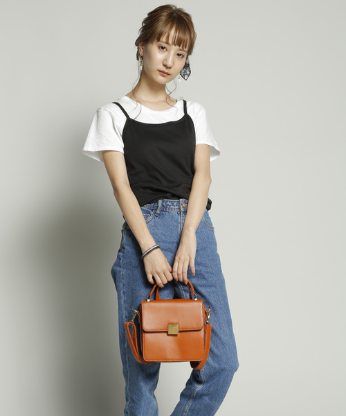 PLAIN CLOTHING（プレーンクロージング）の「ワンハンドルスクエアバッグ/ショルダーバッグ【PLAIN CLOTHING】（ショルダーバッグ・レディース・キャメル/ブラック/グレー・FREE）」の22枚目の写真