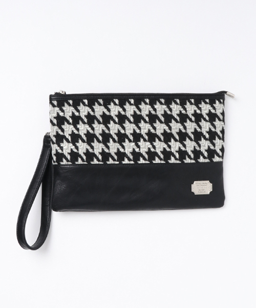 VENCEEXCHANGE（ヴァンスエクスチェンジ）の「千鳥柄ラウンドクラッチ                （クラッチバッグ・メンズ・ブラック/ブラウン・FREE）」の2枚目の写真
