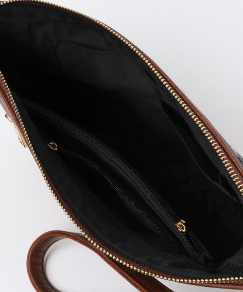 VENCEEXCHANGE（ヴァンスエクスチェンジ）の「千鳥柄ラウンドクラッチ                （クラッチバッグ・メンズ・ブラック/ブラウン・FREE）」の8枚目の写真