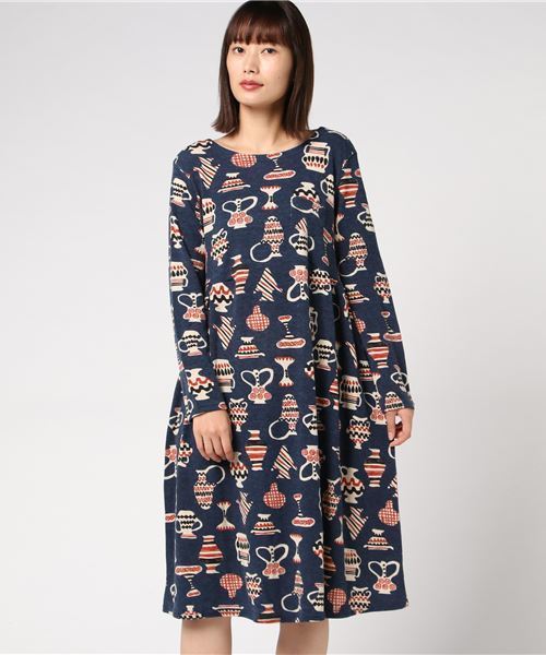 MERLOT（メルロー）の「つぼっこ柄ワンピース2440（ワンピース・レディース・オレンジ/ベージュ/ネイビー・FREE）」の9枚目の写真