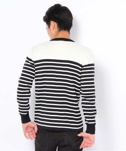 SHIPS JET BLUE（シップスジェットブルー）の「LE MINOR:マリンボーダーニット（ニット/セーター・メンズ・グレー/レッド/ネイビー・MEDIUM/SMALL/LARGE）」の5枚目の写真