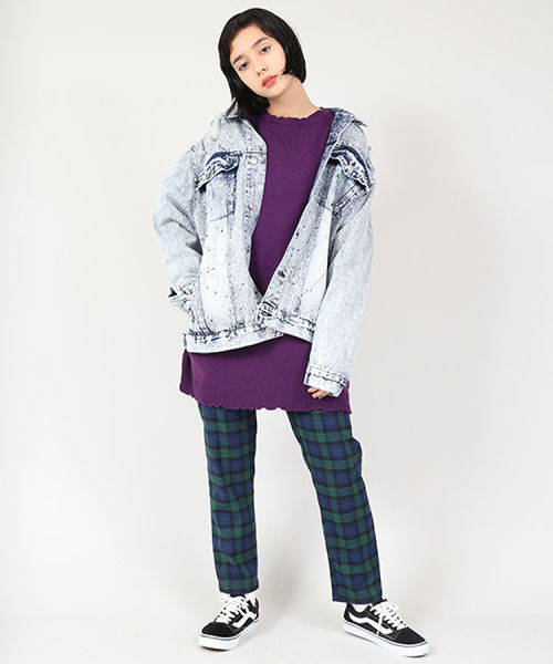 PUNYUS(プニュズ)の「チェックテーバードパンツ(その他パンツ・レディース・グリーン系その他2/レッド系その他2・2/4/1/3)」の2枚目の写真