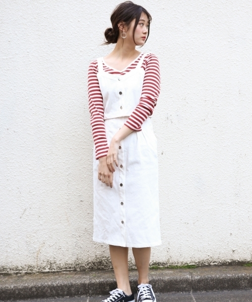 PAGEBOY（ページボーイ）の「ボーダーリブVネックロンT（Tシャツ/カットソー・レディース・チャコールグレー/ブラック/レッド系その他・FREE）」の19枚目の写真