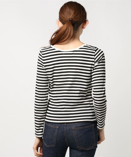 PAGEBOY（ページボーイ）の「ボーダーリブVネックロンT（Tシャツ/カットソー・レディース・チャコールグレー/ブラック/レッド系その他・FREE）」の8枚目の写真